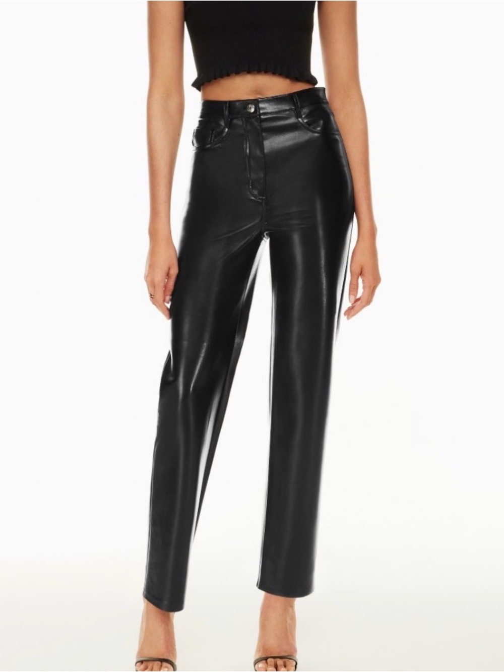 Aritzia Melina Black Faux Leather Straight Leg Pants
